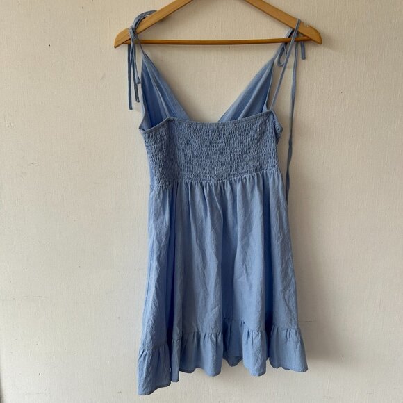 Romwe Dress Womens Large Blue Spaghetti Straps Tie Straps Cinderella V-neck - Picture 7 of 7